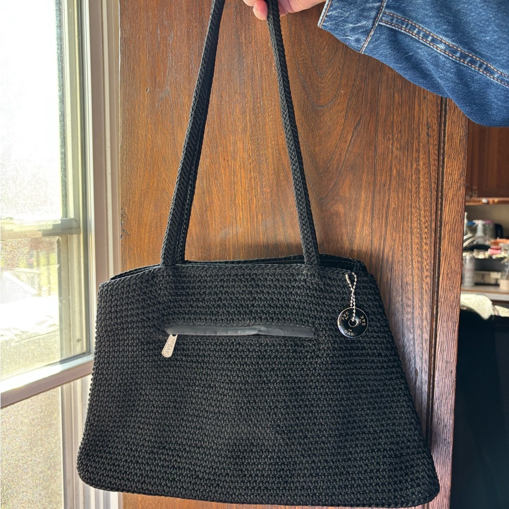 The Sak Y2K Black Crochet Knit Shoulder Bag 2000s Boho Purse